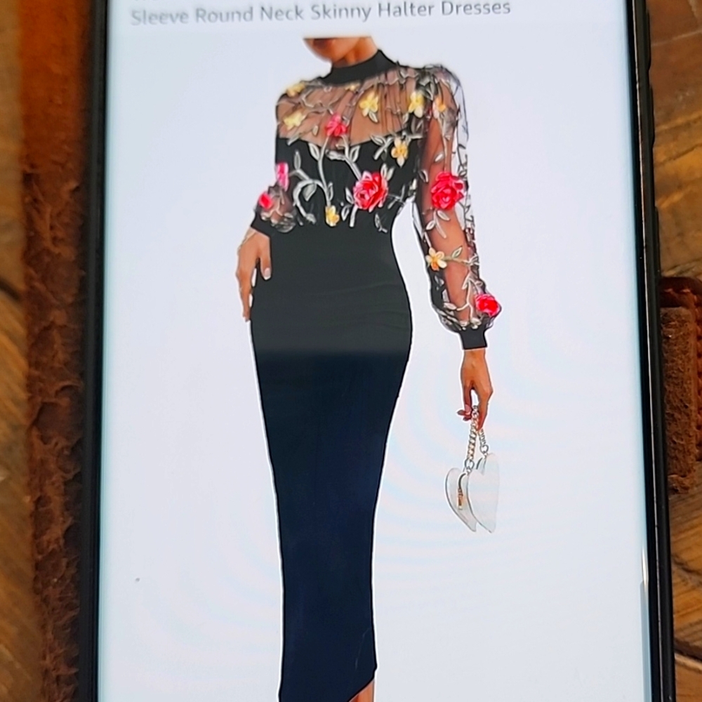 Floral Embroidered Black Dress